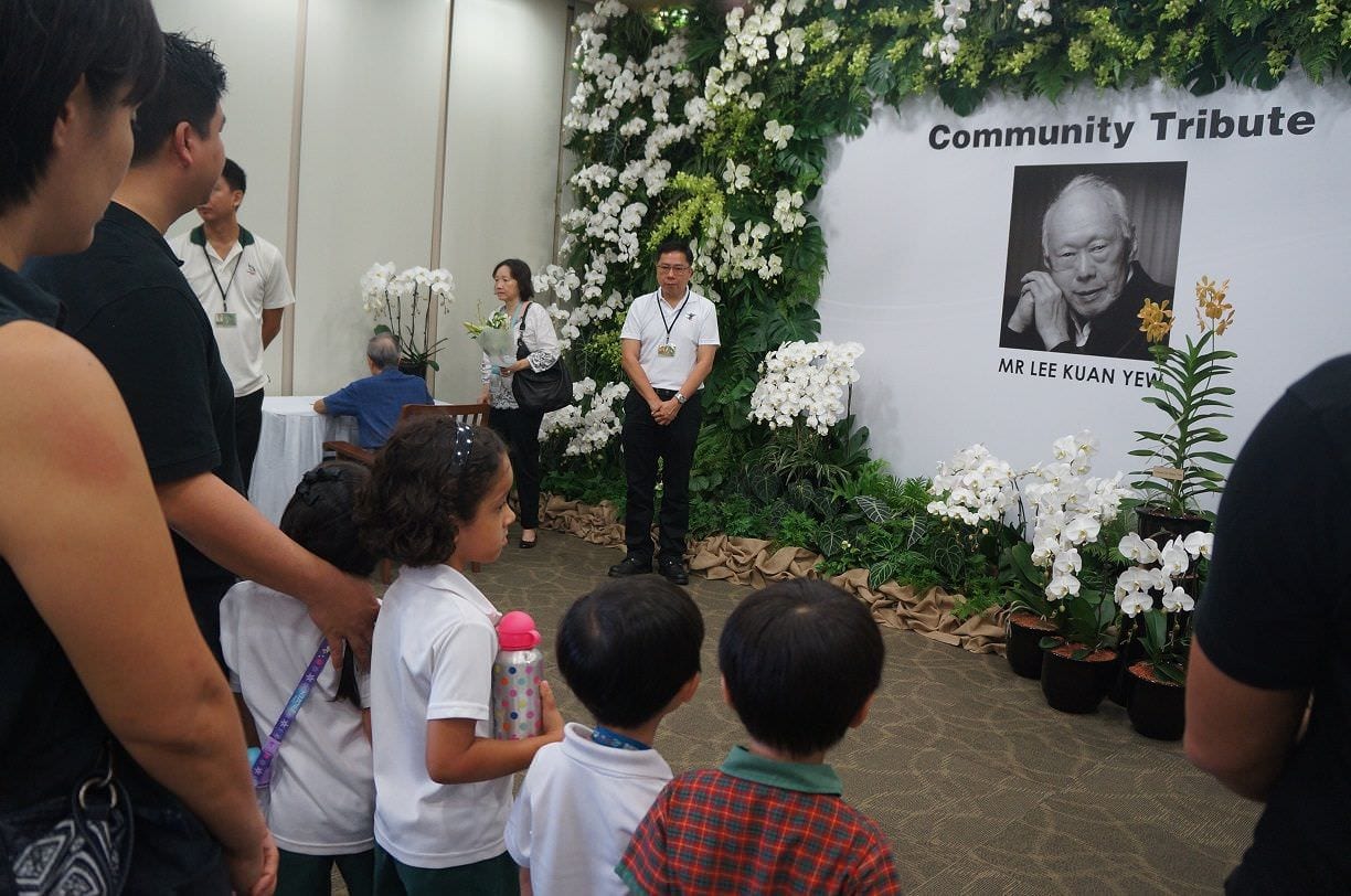 EtonHouse students attending a community tribute for Mr. Lee Kuan Yew