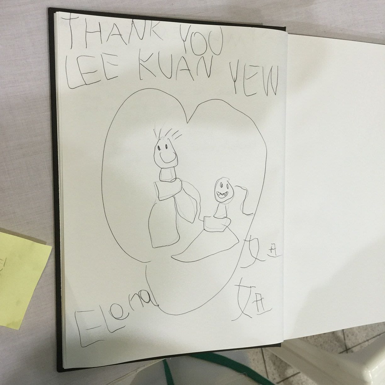 Appreciation note from EtonHouse child to Mr Lee Kuan Yew