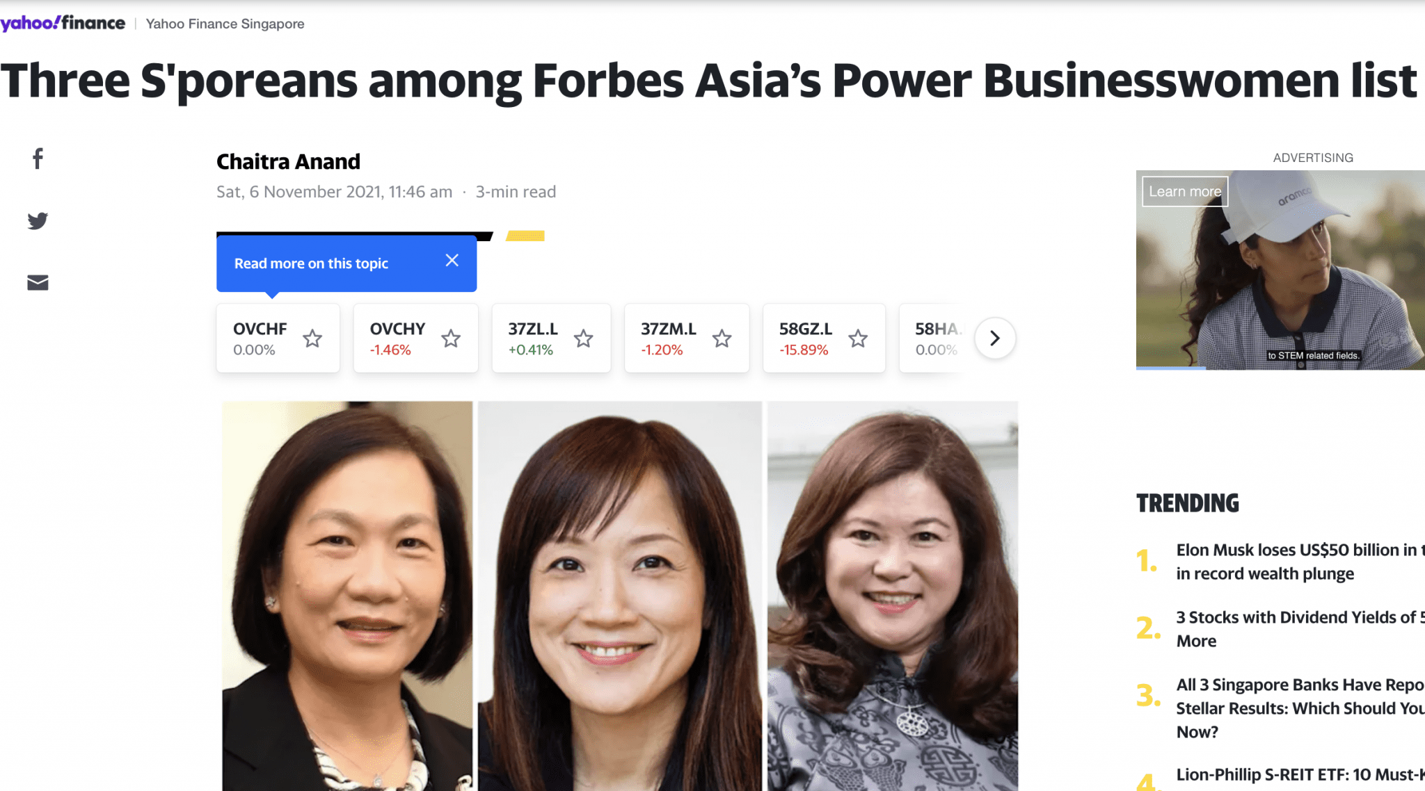 Yahoo article Mrs Ng featured in Forbes Asias Power Businesswomen