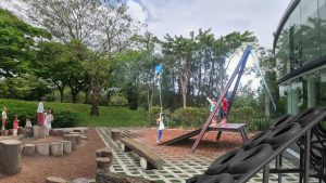 Children playing outdoors in a playground