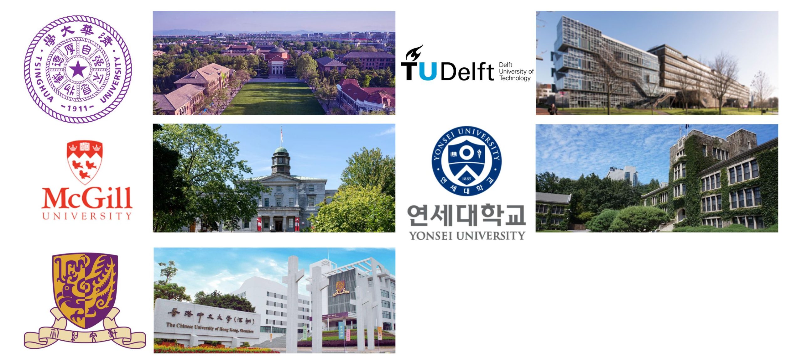 Photos of the exteriors of various universities across the globe