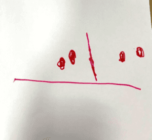 Abstract drawing of a train and swing