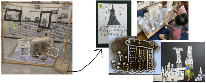 A collage of photos of different art projects