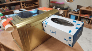 Large craft plane using tissue boxes as wings