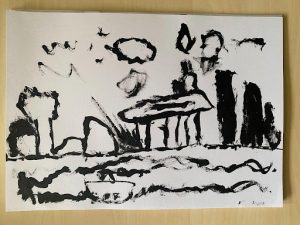 Childs depiction of the Singapore Skyline
