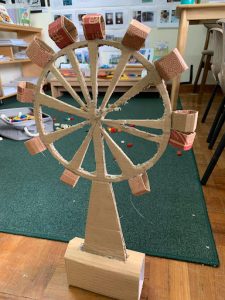 Model ferris wheel made using recycled materials