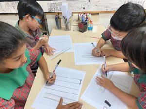 Students in a group study session